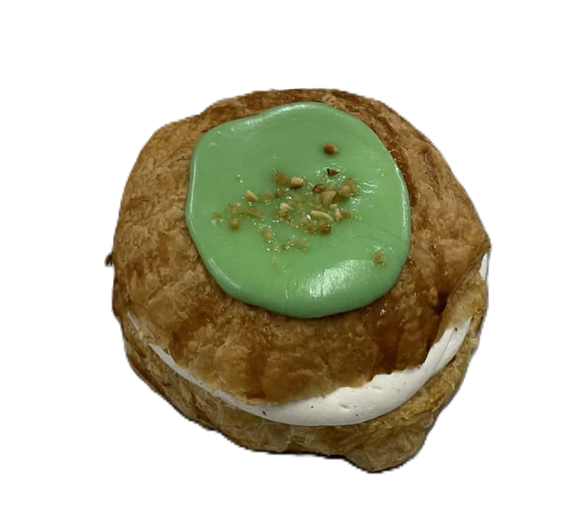 Fastelavnsbolle m/ vaniliemousse, makron og æblemarmelade